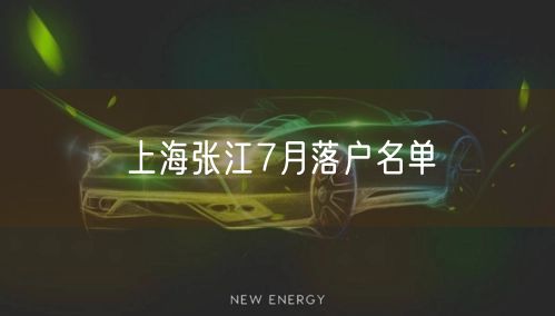 上海张江7月落户名单