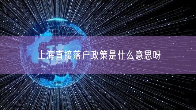 上海直接落户政策是什么意思呀