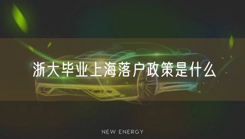 浙大毕业上海落户政策是什么