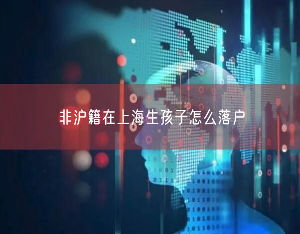 非沪籍在上海生孩子怎么落户