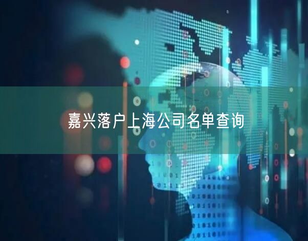 嘉兴落户上海公司名单查询