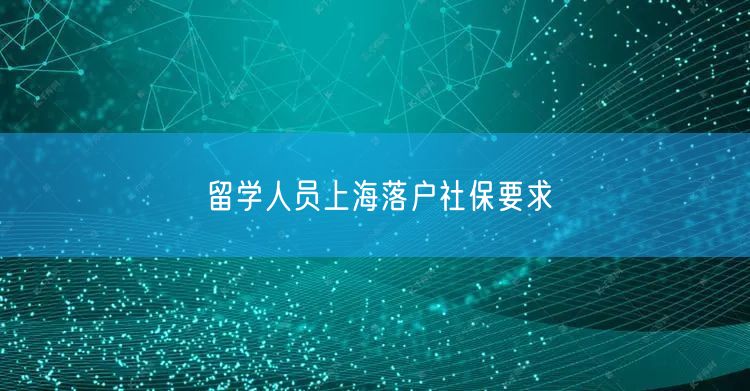 留学人员上海落户社保要求