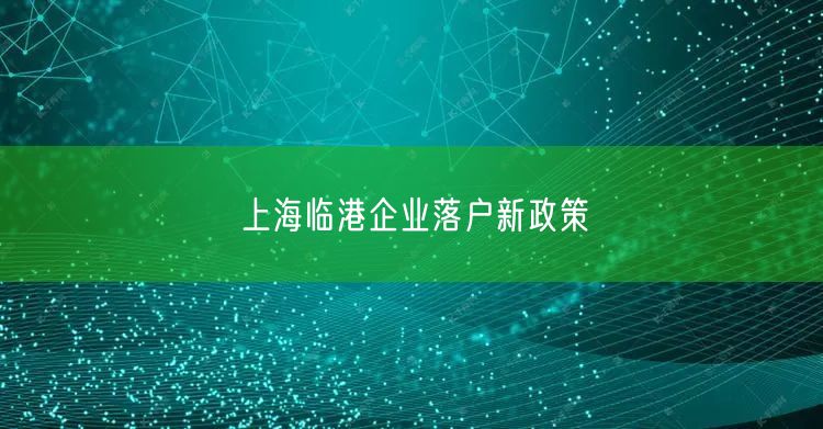 上海临港企业落户新政策