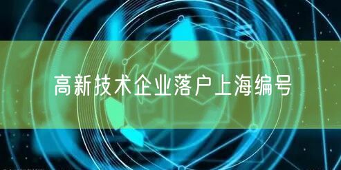 高新技术企业落户上海编号