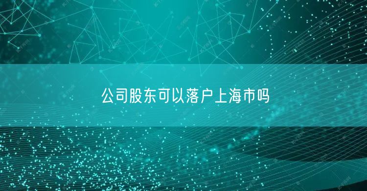 公司股东可以落户上海市吗