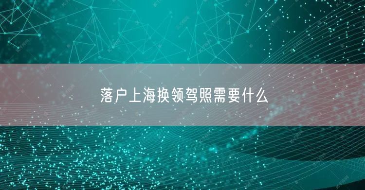 落户上海换领驾照需要什么