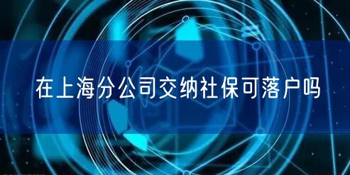 在上海分公司交纳社保可落户吗