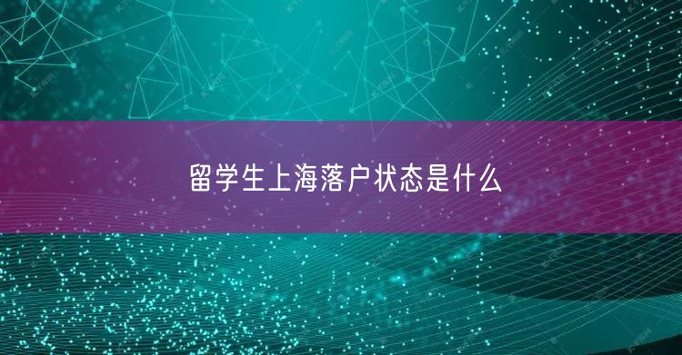 留学生上海落户状态是什么