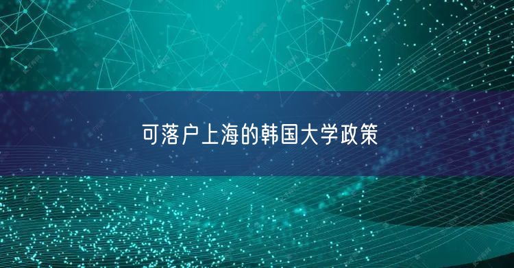 可落户上海的韩国大学政策