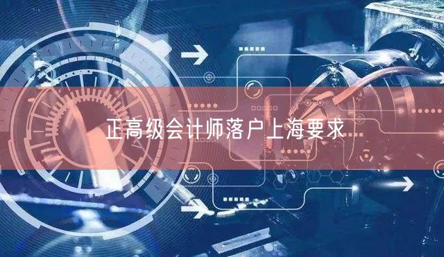 正高级会计师落户上海要求