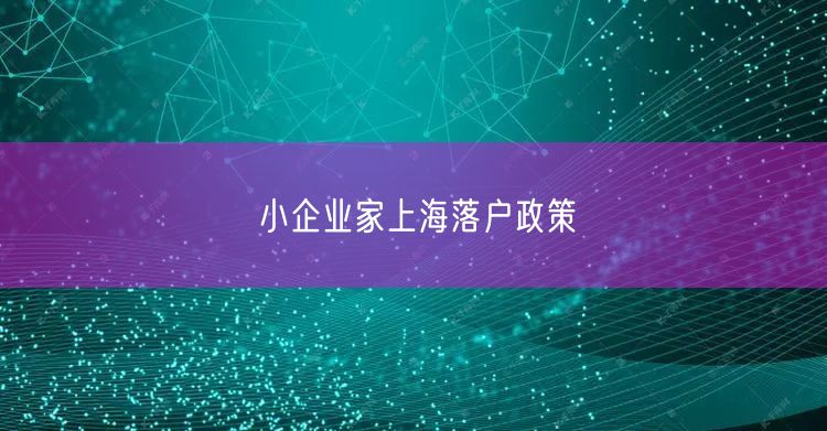 小企业家上海落户政策