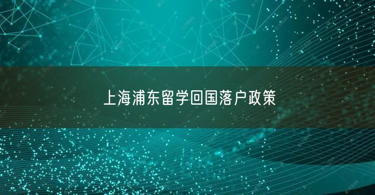 上海浦东留学回国落户政策