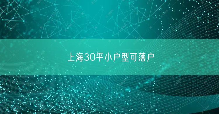 上海30平小户型可落户