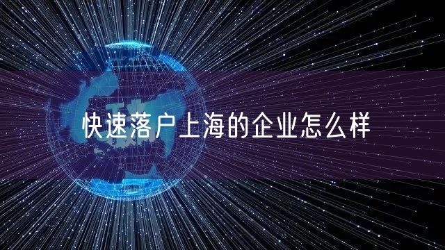 快速落户上海的企业怎么样