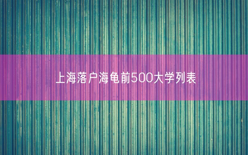 上海落户海龟前500大学列表