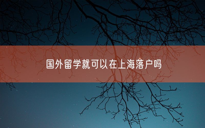 国外留学就可以在上海落户吗