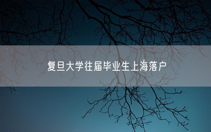 复旦大学往届毕业生上海落户