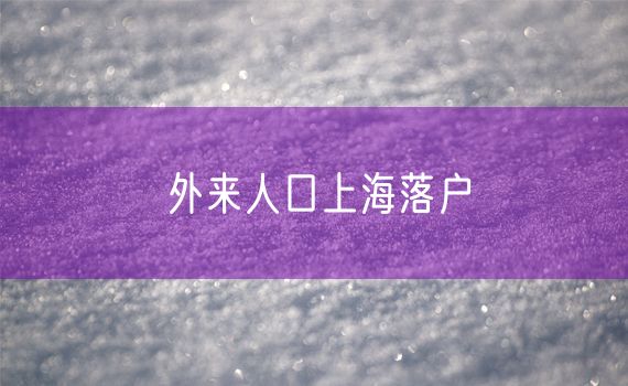 外来人口上海落户