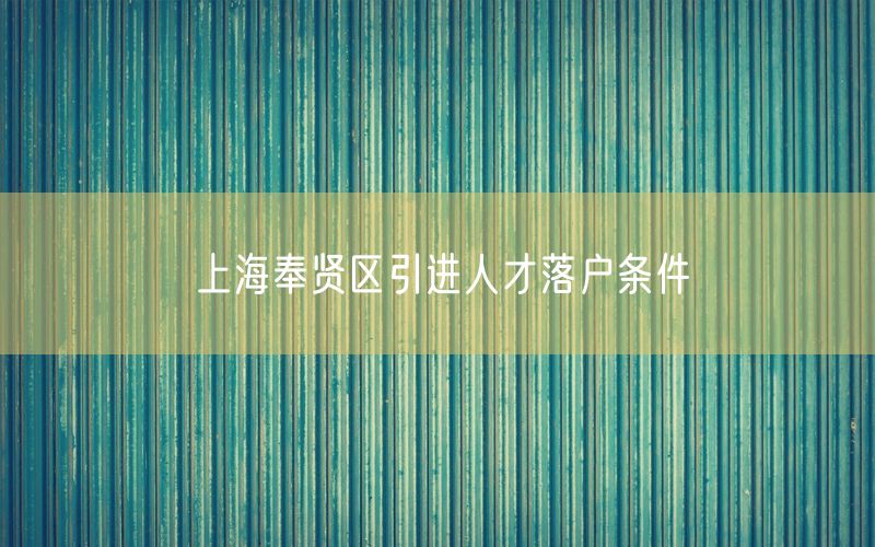 上海奉贤区引进人才落户条件