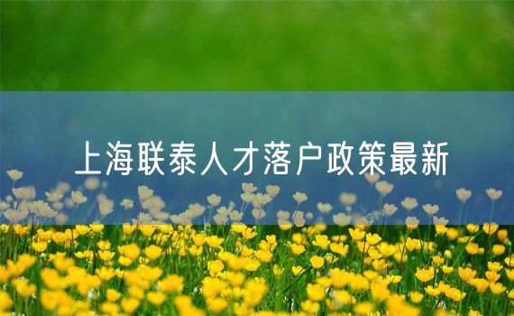 上海联泰人才落户政策最新