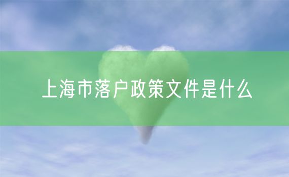 上海市落户政策文件是什么