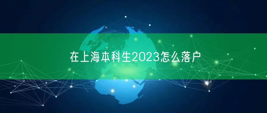 在上海本科生2023怎么落户