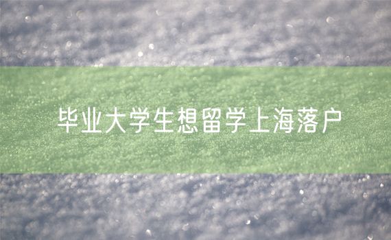 毕业大学生想留学上海落户