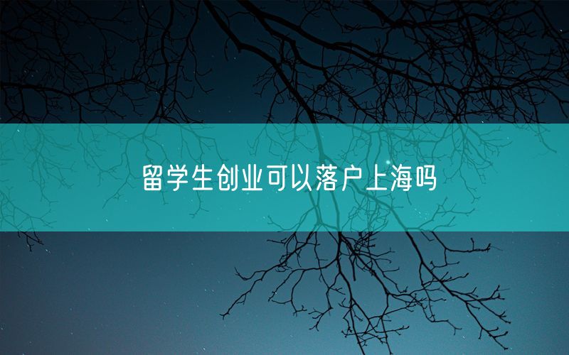 留学生创业可以落户上海吗