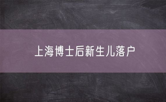 上海博士后新生儿落户