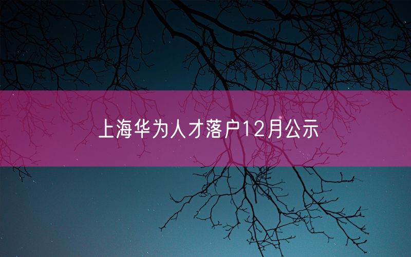 上海华为人才落户12月公示