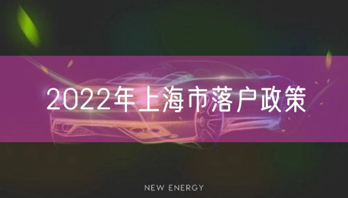 2022年上海市落户政策