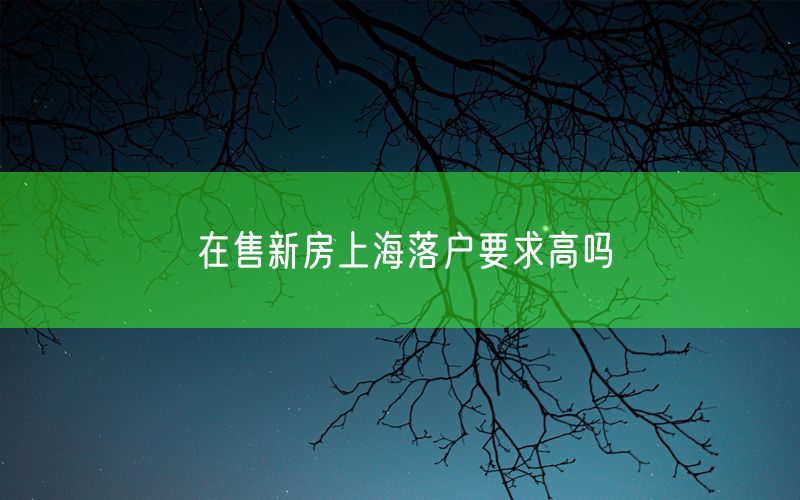 在售新房上海落户要求高吗