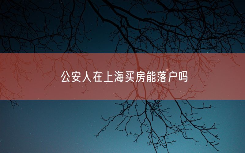 公安人在上海买房能落户吗