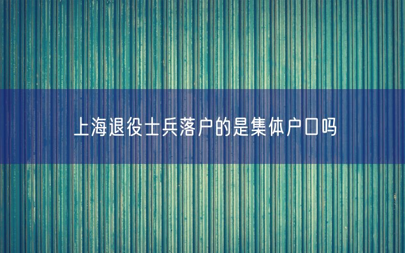 上海退役士兵落户的是集体户口吗