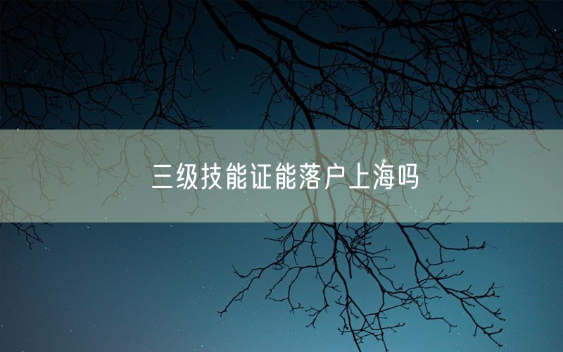 三级技能证能落户上海吗