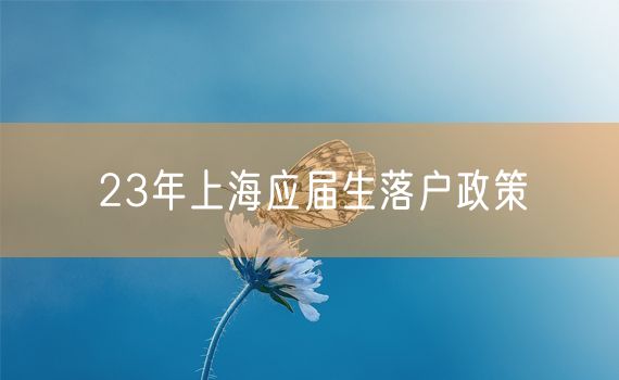 23年上海应届生落户政策