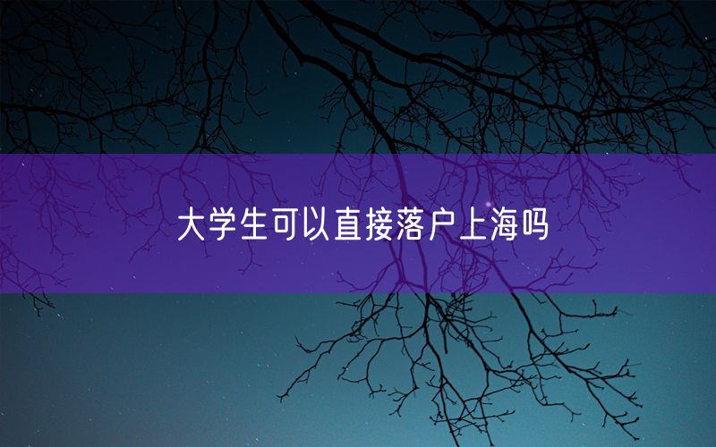 大学生可以直接落户上海吗