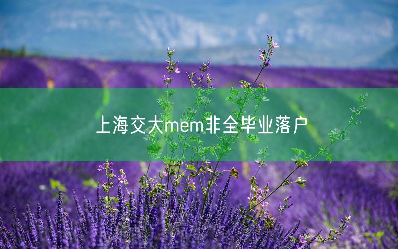 上海交大mem非全毕业落户