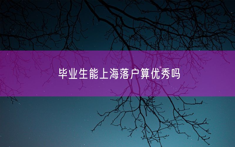 毕业生能上海落户算优秀吗