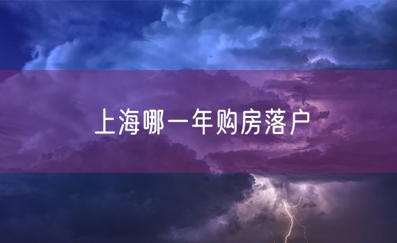 上海哪一年购房落户