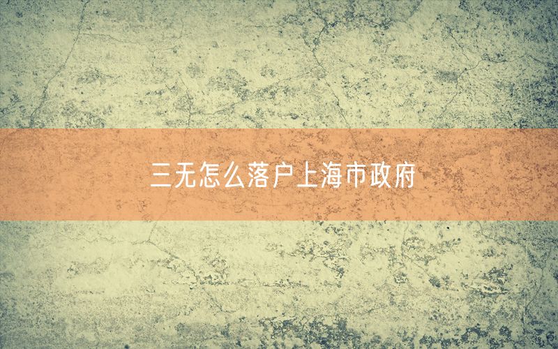 三无怎么落户上海市政府