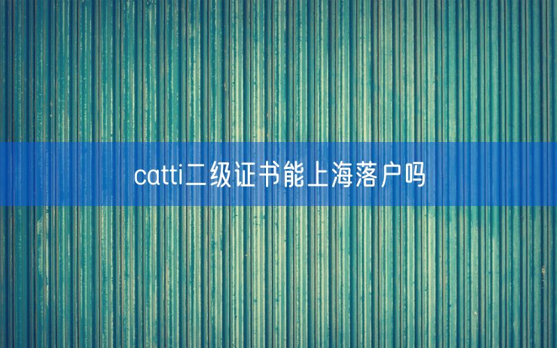 catti二级证书能上海落户吗