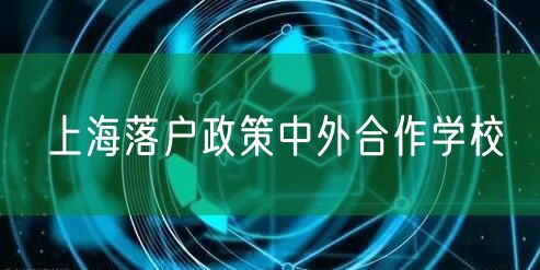 上海落户政策中外合作学校