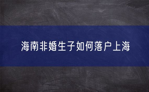 海南非婚生子如何落户上海