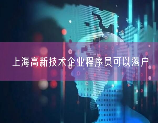 上海高新技术企业程序员可以落户