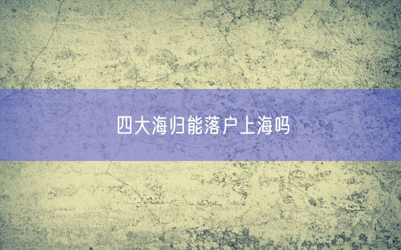 四大海归能落户上海吗