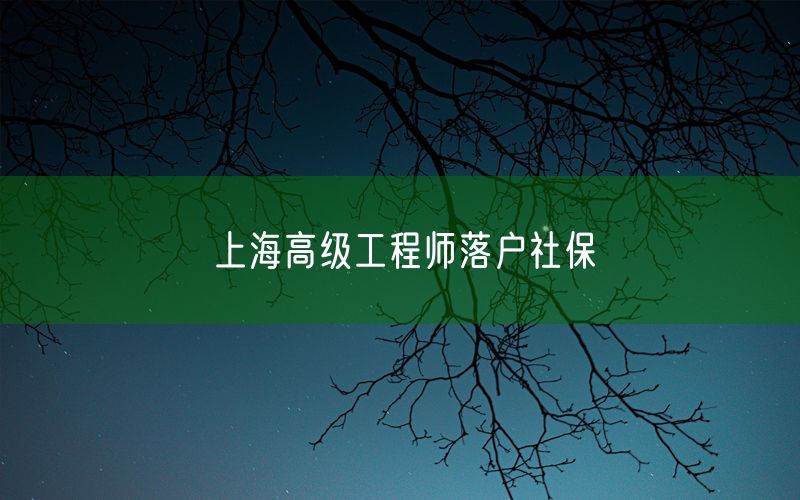 上海高级工程师落户社保