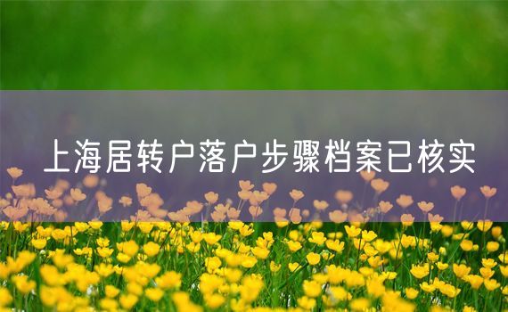 上海居转户落户步骤档案已核实