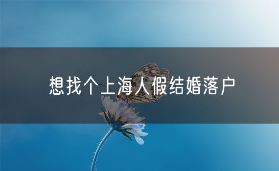 想找个上海人假结婚落户