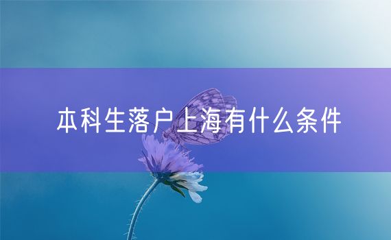 本科生落户上海有什么条件